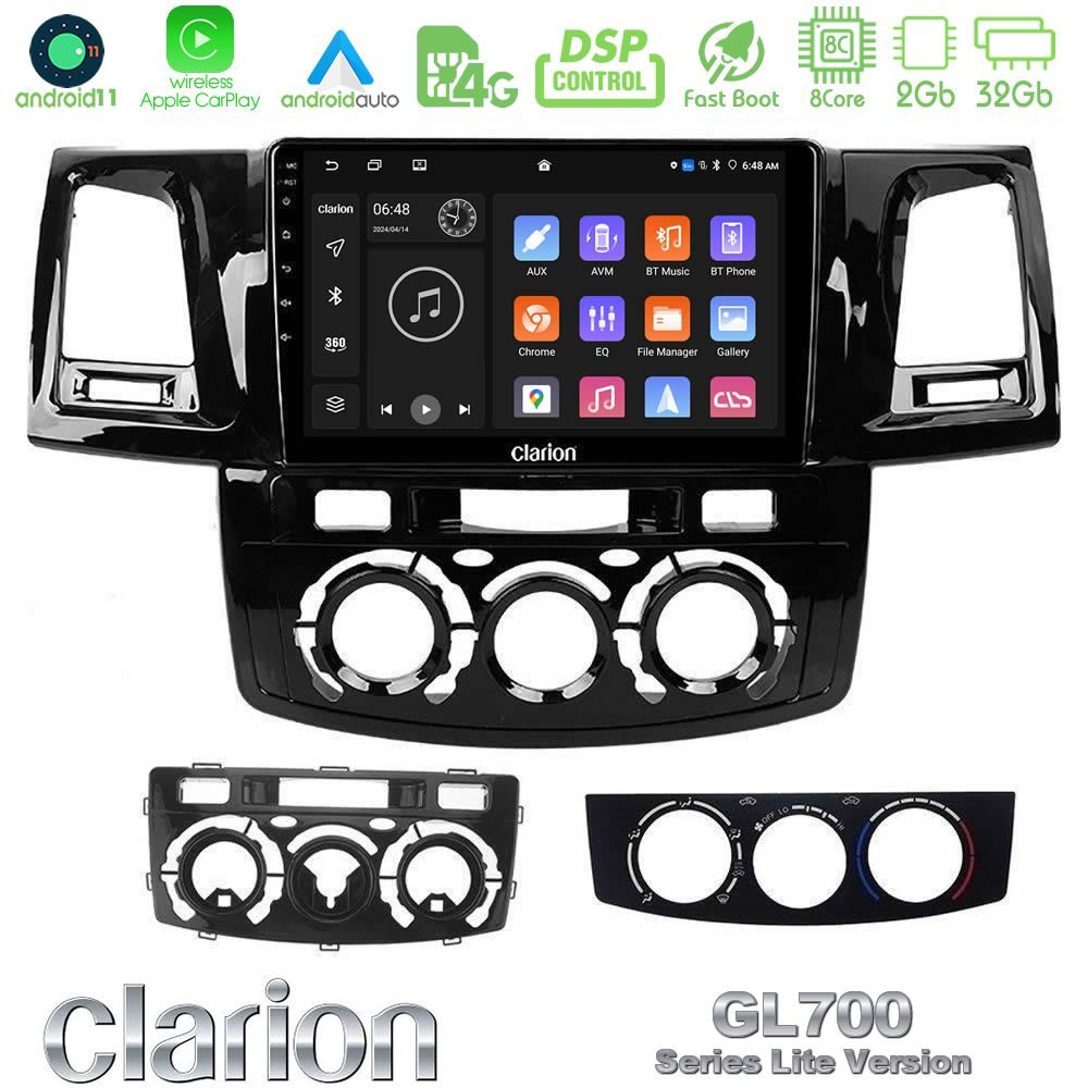 Clarion GL700 Lite Series 8Core Android11 2+32GB Toyota Hilux 2007-2011 Navigation Multimedia Tablet 9" Με Carplay & Android Auto