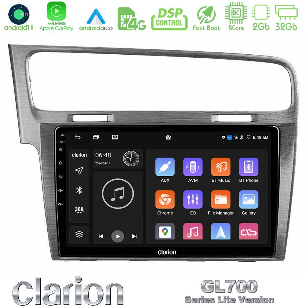 Clarion GL700 Lite Series 8Core Android11 2+32GB VW GOLF 7 Navigation Multimedia Tablet 10" Με Carplay & Android Auto