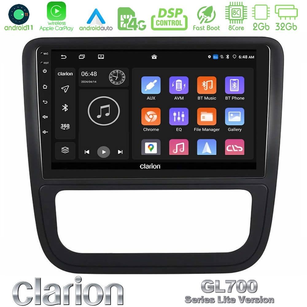 Clarion GL700 Lite Series 8Core Android11 2+32GB VW Scirocco 2008-2014 Navigation Multimedia Tablet 9" Με Carplay & Android Auto