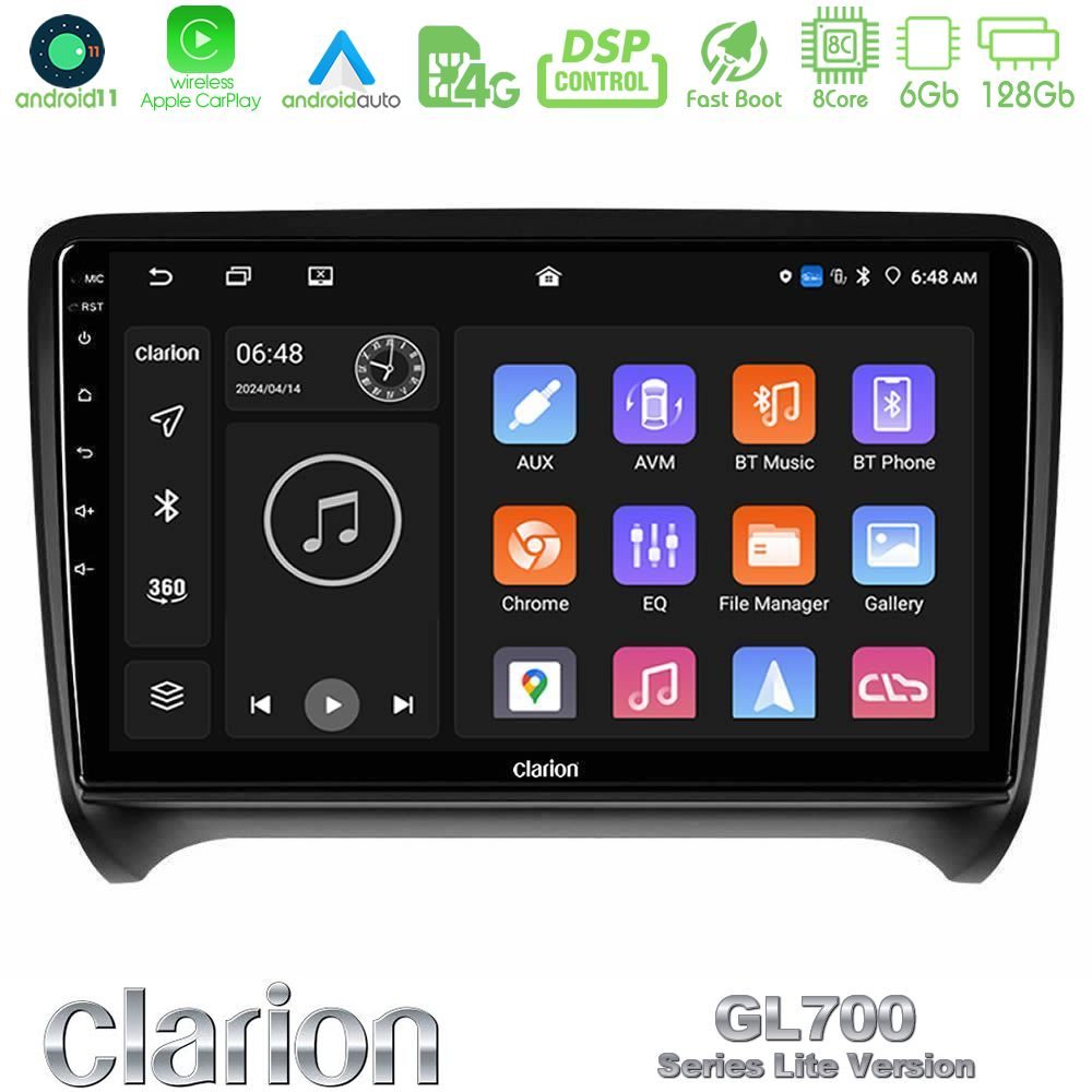 Clarion GL700 Lite Series 8Core Android11 6+128GB Audi TT B7 Navigation Multimedia Tablet 9" Με Carplay & Android Auto