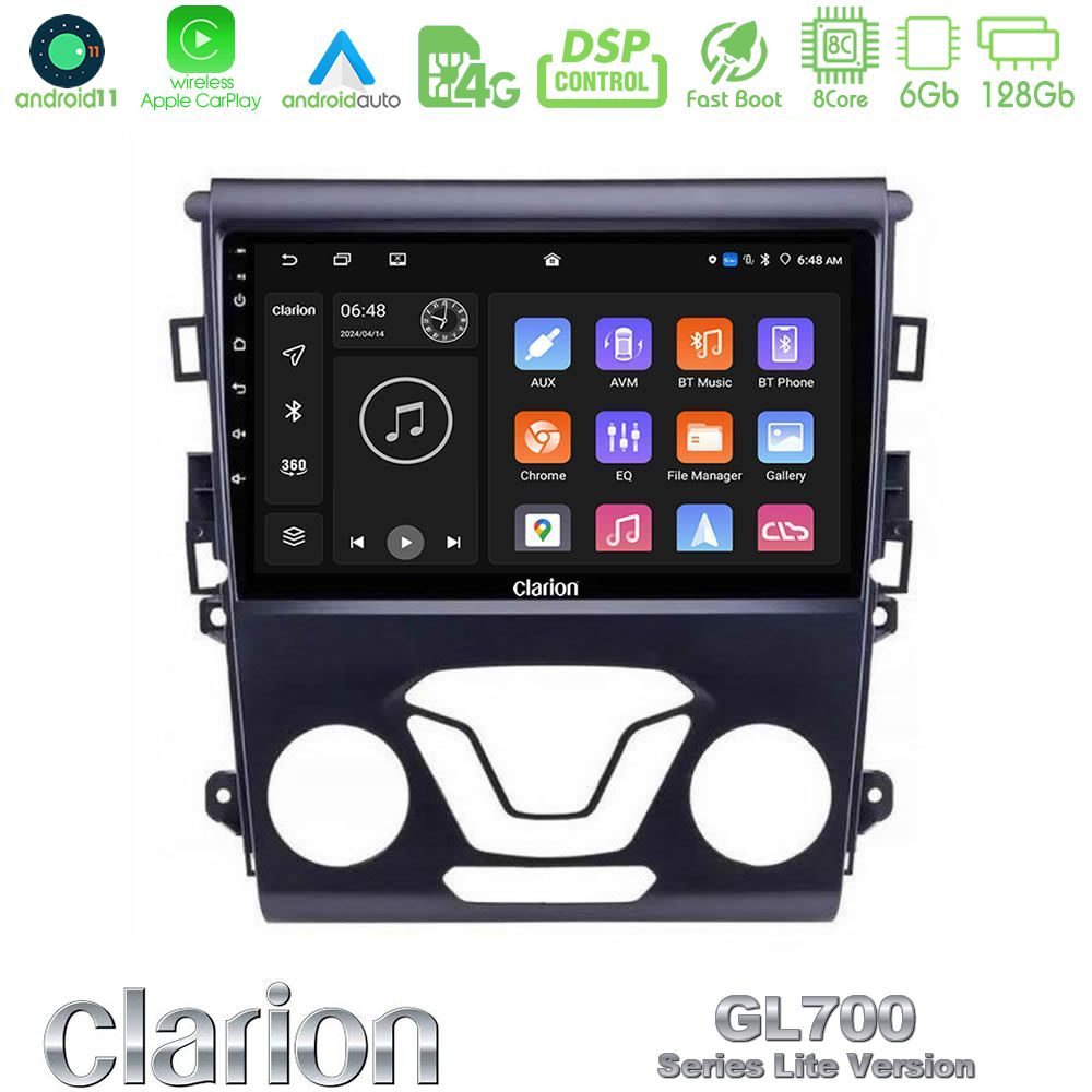 Clarion GL700 Lite Series 8Core Android11 6+128GB Ford Mondeo 2014-2017 Navigation Multimedia Tablet 9" Με Carplay & Android Auto