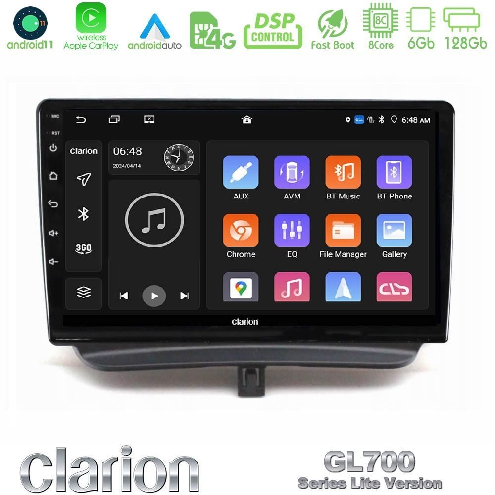 Clarion GL700 Lite Series 8Core Android11 6+128GB Ford Courier 2015-2023 Navigation Multimedia Tablet 9" Με Carplay & Android Auto