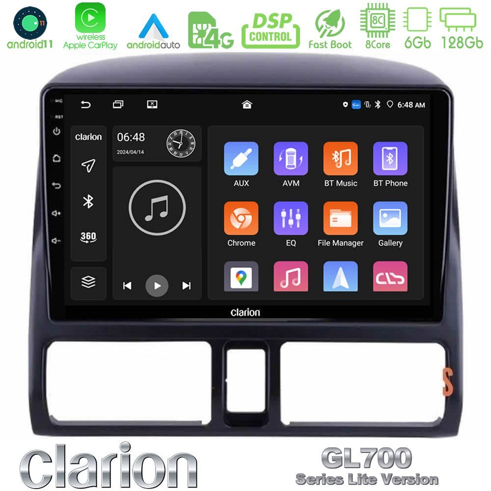 Clarion GL700 Lite Series 8Core Android11 6+128GB Honda CRV 2002-2006 Navigation Multimedia Tablet 9" Με Carplay & Android Auto