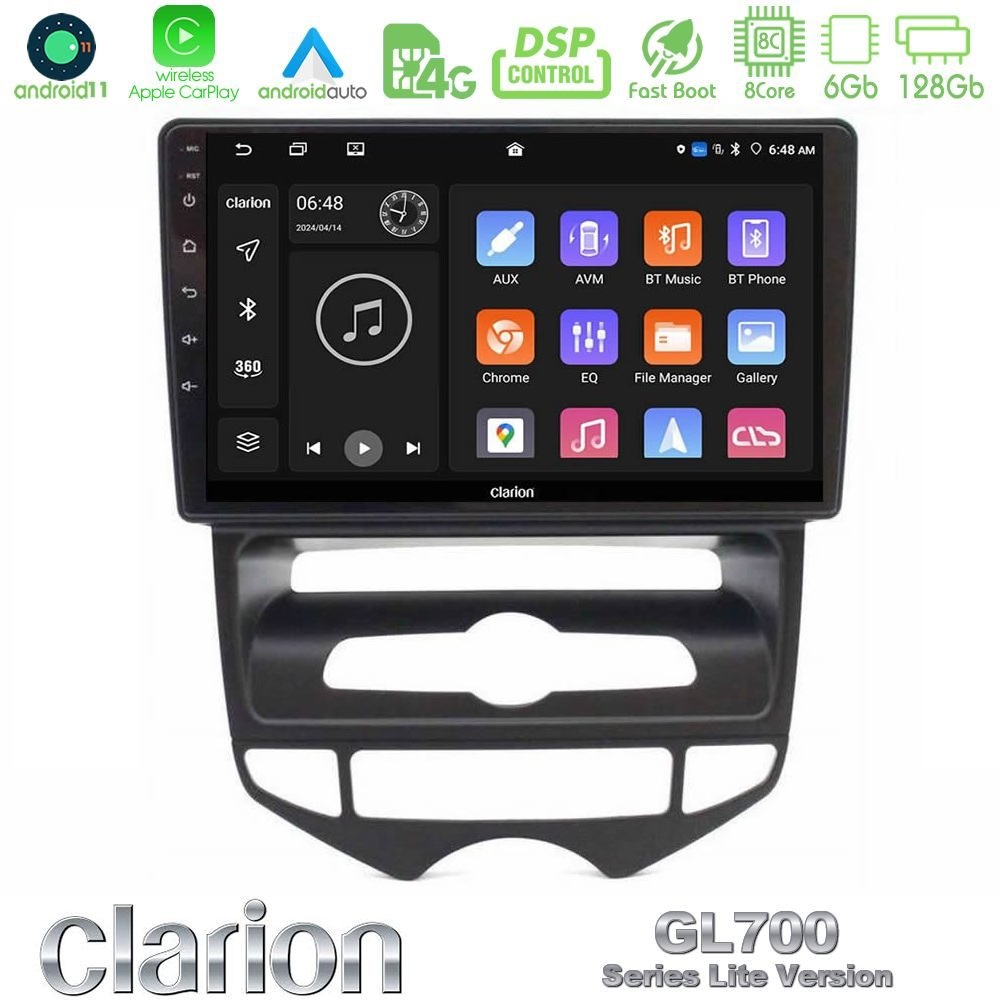 Clarion GL700 Lite Series 8Core Android11 6+128GB Hyundai ix20 2010-2020 (AUTO A/C) Navigation Multimedia Tablet 10" Με Carplay & Android Auto