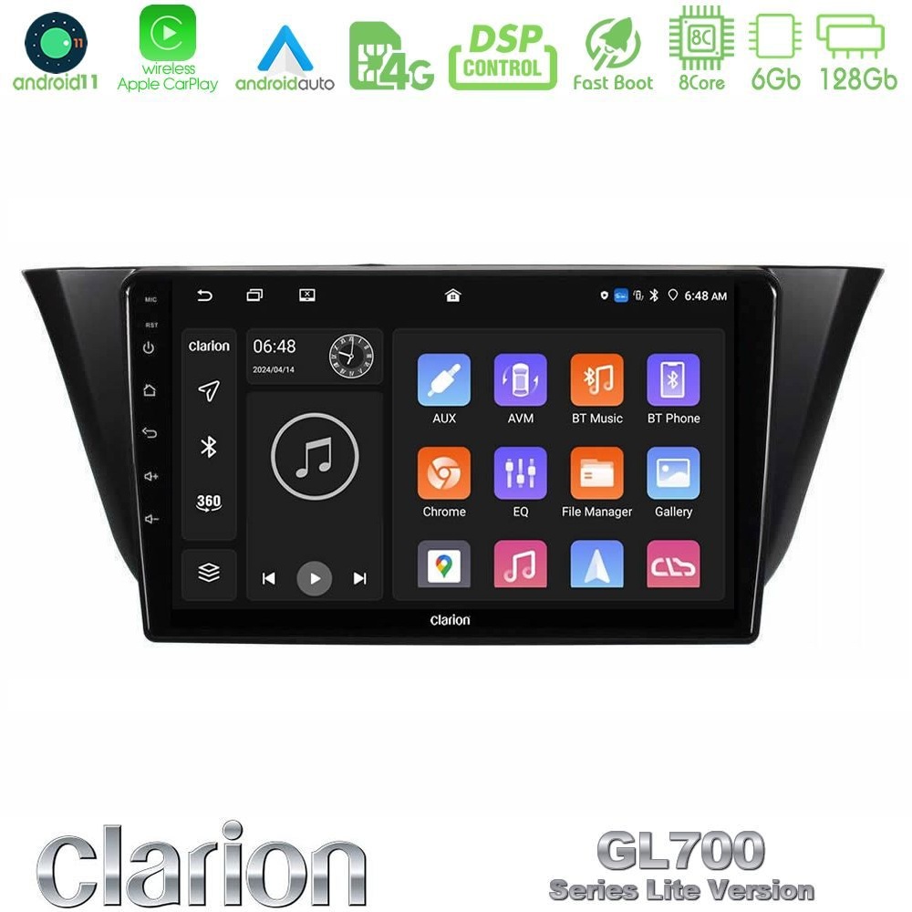 Clarion GL700 Lite Series 8Core Android11 6+128GB Iveco Daily 2014-2025 Navigation Multimedia Tablet 9" Με Carplay & Android Auto
