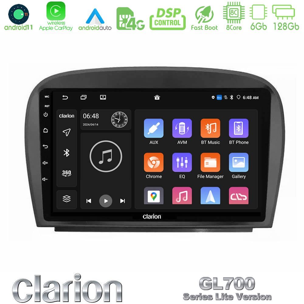 Clarion GL700 Lite Series 8Core Android11 6+128GB Mercedes SL Class 2005-2011 Navigation Multimedia Tablet 9" Με Carplay & Android Auto