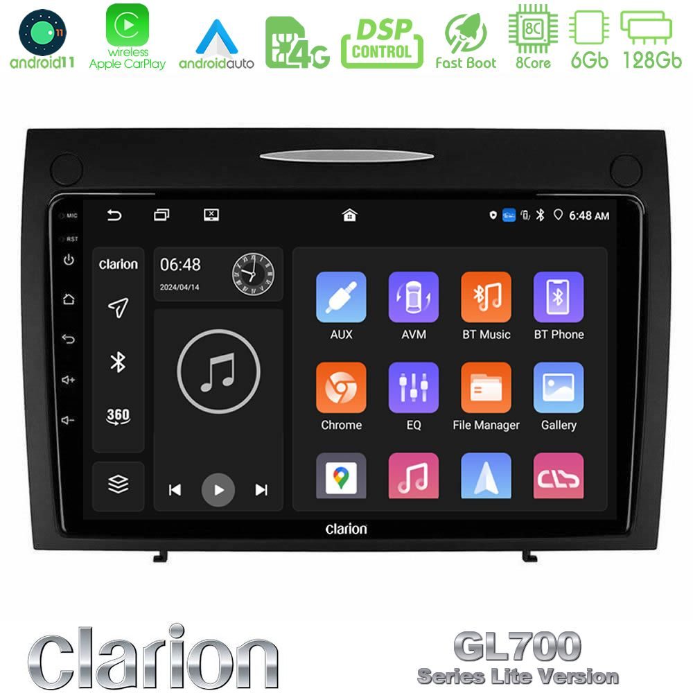 Clarion GL700 Lite Series 8Core Android11 6+128GB Mercedes SLK Class Navigation Multimedia Tablet 9" Με Carplay & Android Auto