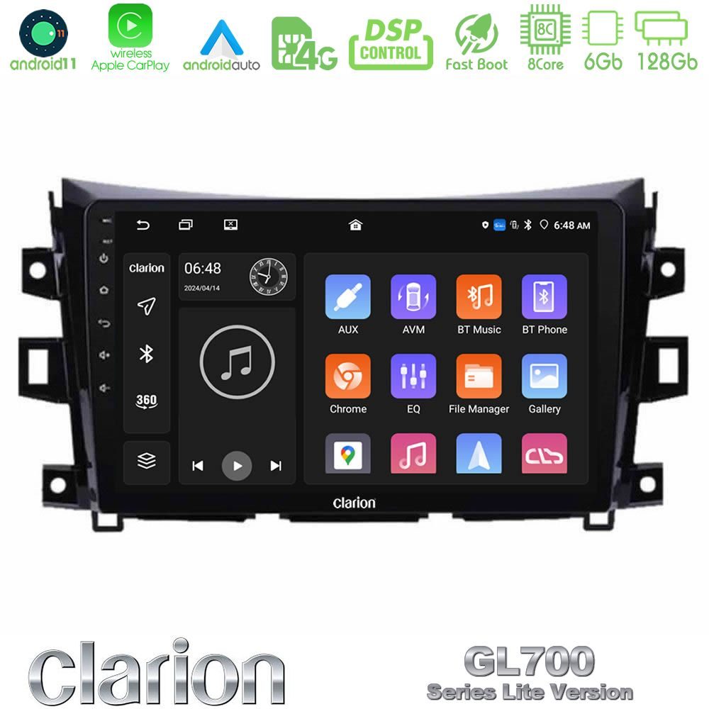 Clarion GL700 Lite Series 8Core Android11 6+128GB Nissan Navara NP300 Navigation Multimedia Tablet 9" Με Carplay & Android Auto