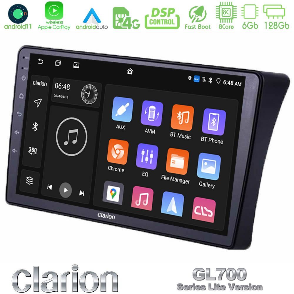 Clarion GL700 Lite Series 8Core Android11 6+128GB Nissan Navara D40 Navigation Multimedia Tablet 9" Με Carplay & Android Auto