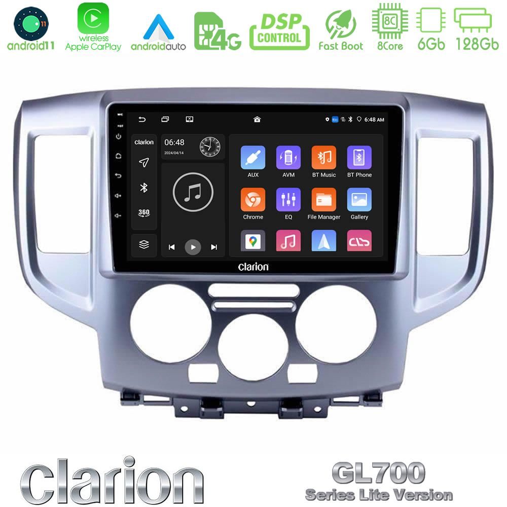 Clarion GL700 Lite Series 8Core Android11 6+128GB Nissan NV200 Navigation Multimedia Tablet 9" Με Carplay & Android Auto