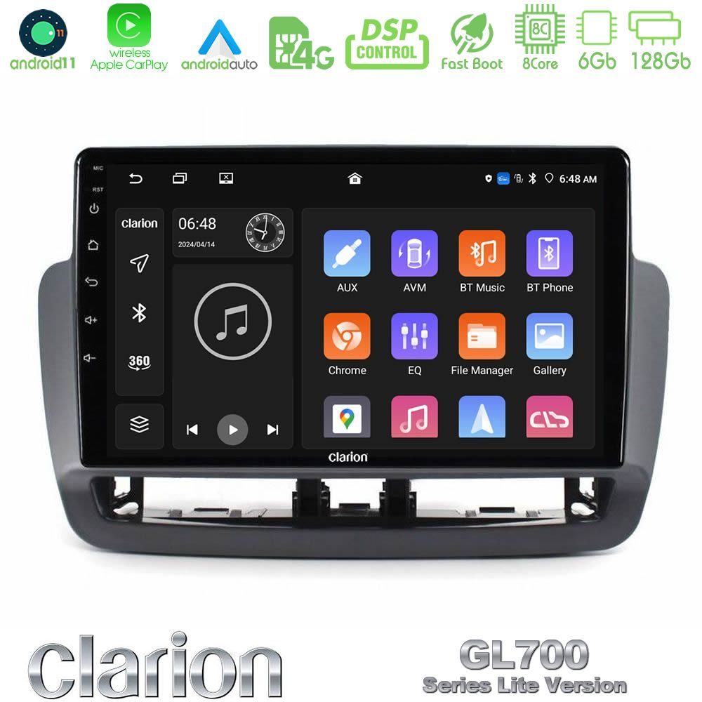 Clarion GL700 Lite Series 8Core Android11 6+128GB Seat Ibiza 2012-2015 Navigation Multimedia Tablet 9" Με Carplay & Android Auto