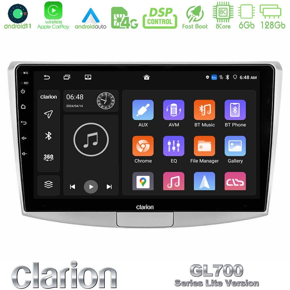Clarion GL700 Lite Series 8Core Android11 6+128GB VW Passat Navigation Multimedia Tablet 10" Με Carplay & Android Auto