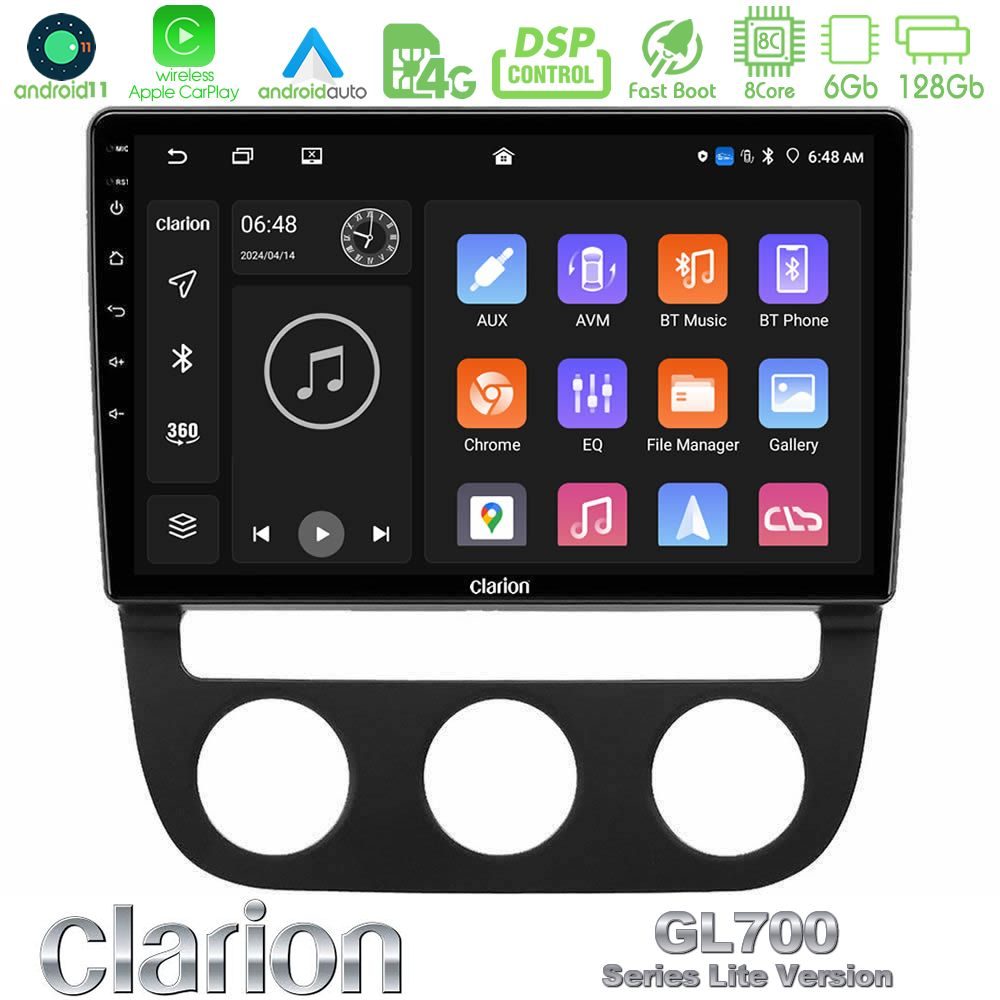 Clarion GL700 Lite Series 8Core Android11 6+128GB VW Jetta Navigation Multimedia Tablet 10" Με Carplay & Android Auto