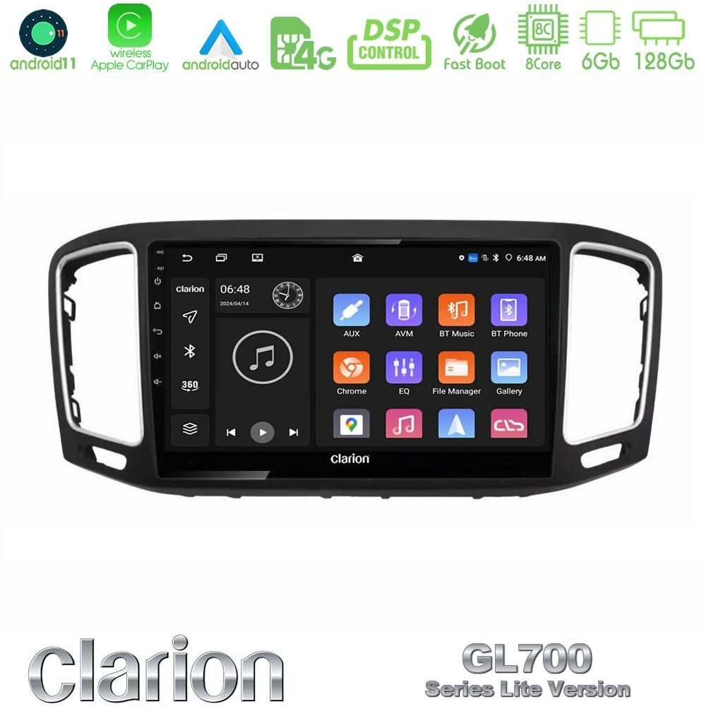 Clarion GL700 Lite Series 8Core Android11 6+128GB VW Sharan 2010-2015 Navigation Multimedia Tablet 9" Με Carplay & Android Auto