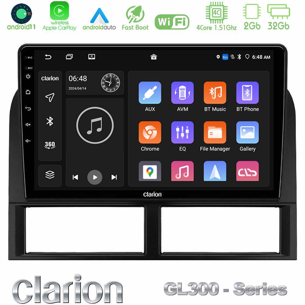 Clarion GL300 Series 4Core Android11 2+32GB Jeep Grand Cherokee 1999-2004 Navigation Multimedia Tablet 9" Με Carplay & Android Auto