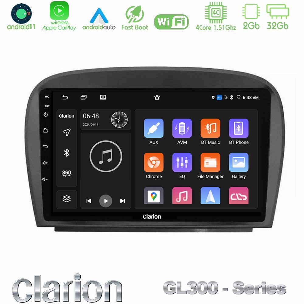 Clarion GL300 Series 4Core Android11 2+32GB Mercedes SL Class 2005-2011 Navigation Multimedia Tablet 9" Με Carplay & Android Auto
