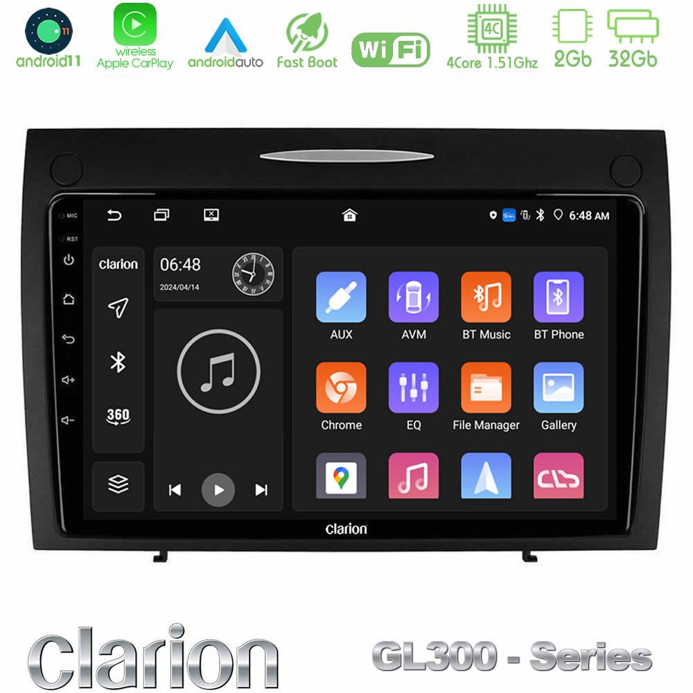 Clarion GL300 Series 4Core Android11 2+32GB Mercedes SLK Class Navigation Multimedia Tablet 9" Με Carplay & Android Auto