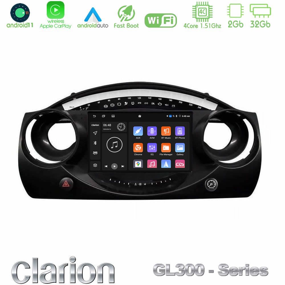 Clarion GL300 Series 4Core Android11 2+32GB Mini Cooper R50 Navigation Multimedia Tablet 9" Με Carplay & Android Auto