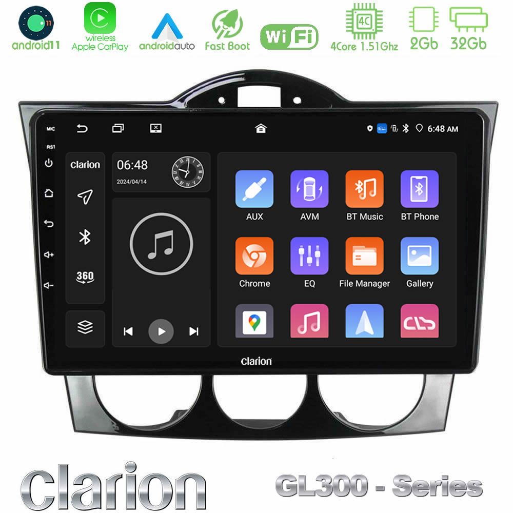Clarion GL300 Series 4Core Android11 2+32GB Mazda RX8 2003-2008 Navigation Multimedia Tablet 9" Με Carplay & Android Auto