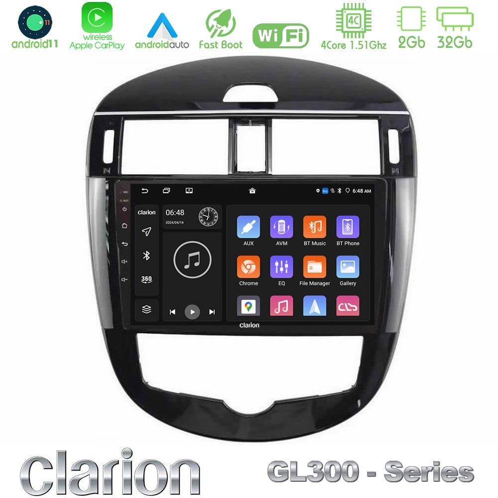 Clarion GL300 Series 4Core Android11 2+32GB Nissan Pulsar 2015-2018 Navigation Multimedia Tablet 9" Με Carplay & Android Auto