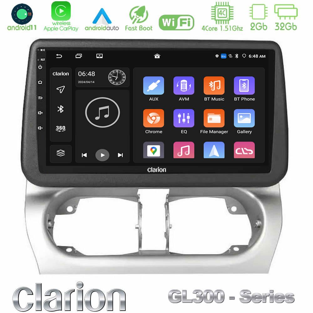 Clarion GL300 Series Opel Corsa C/Combo C 4Core Android11 2+32GB Navigation Multimedia Tablet 9" Με Carplay & Android Auto