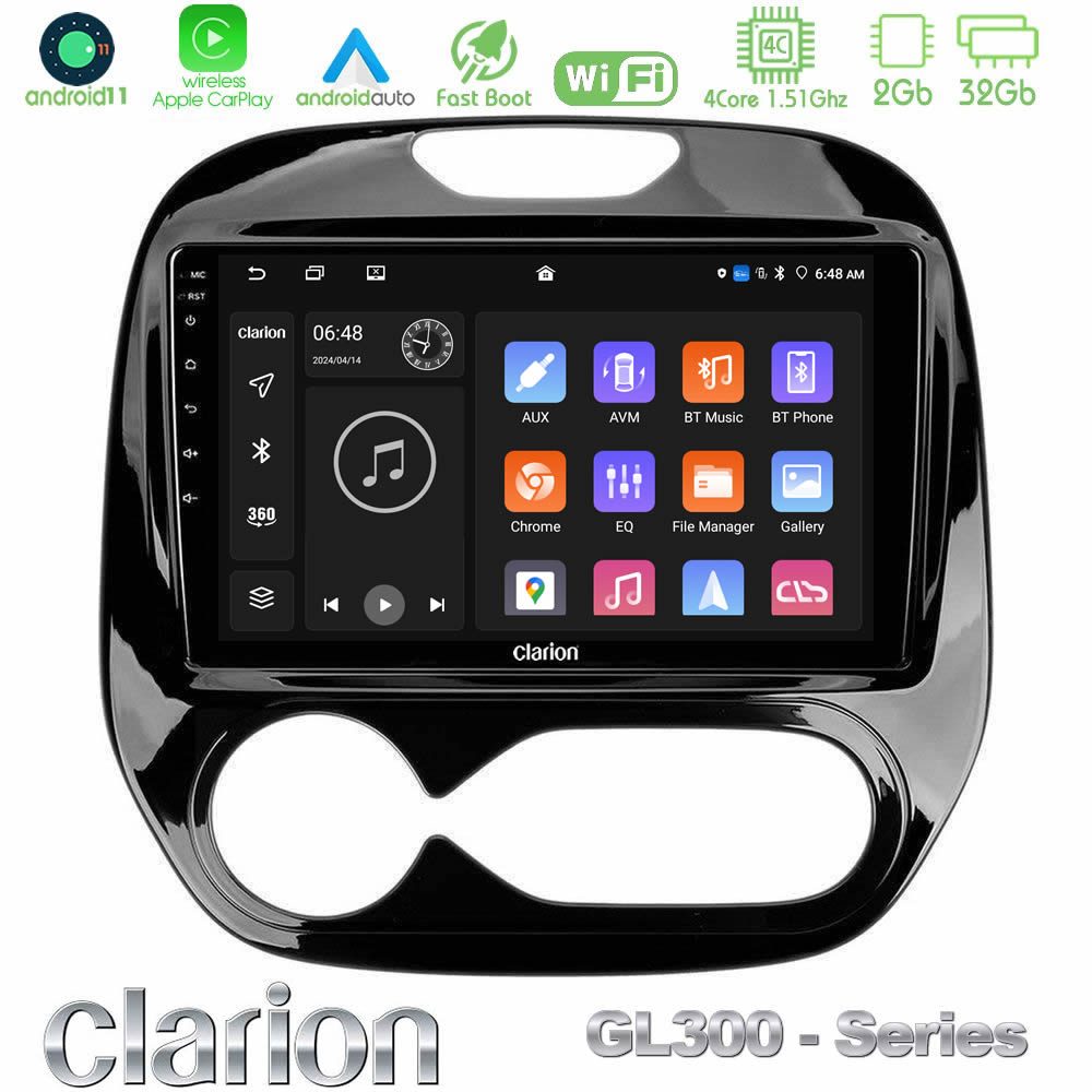 Clarion GL300 Series 4Core Android11 2+32GB Renault Captur 2013-2019 Navigation Multimedia Tablet 9" Με Carplay & Android Auto