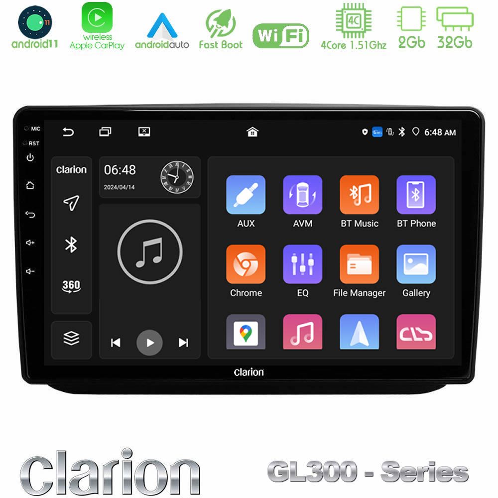 Clarion GL300 Series 4Core Android11 2+32GB Skoda Fabia 2007-2014 Navigation Multimedia Tablet 10" Με Carplay & Android Auto