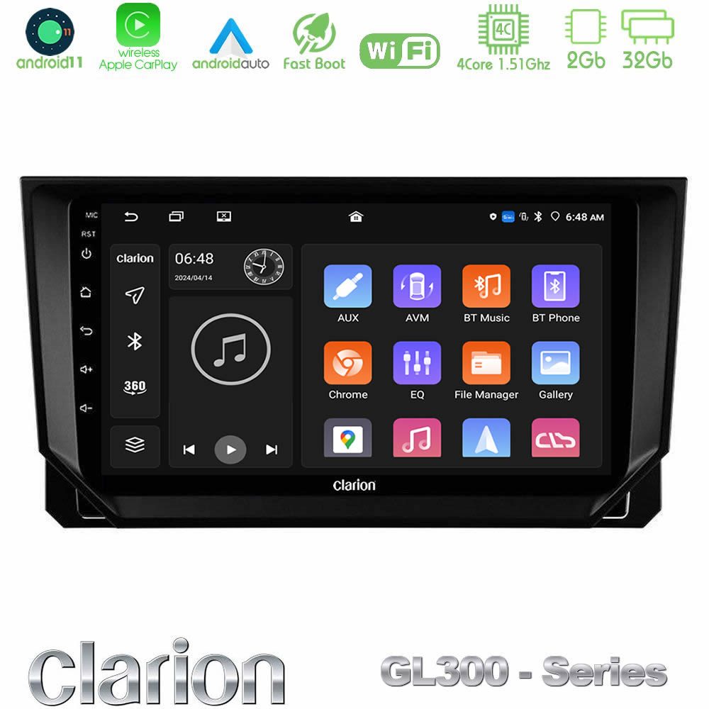 Clarion GL300 Series 4Core Android11 2+32GB Seat Arona/Ibiza Navigation Multimedia Tablet 9" Με Carplay & Android Auto