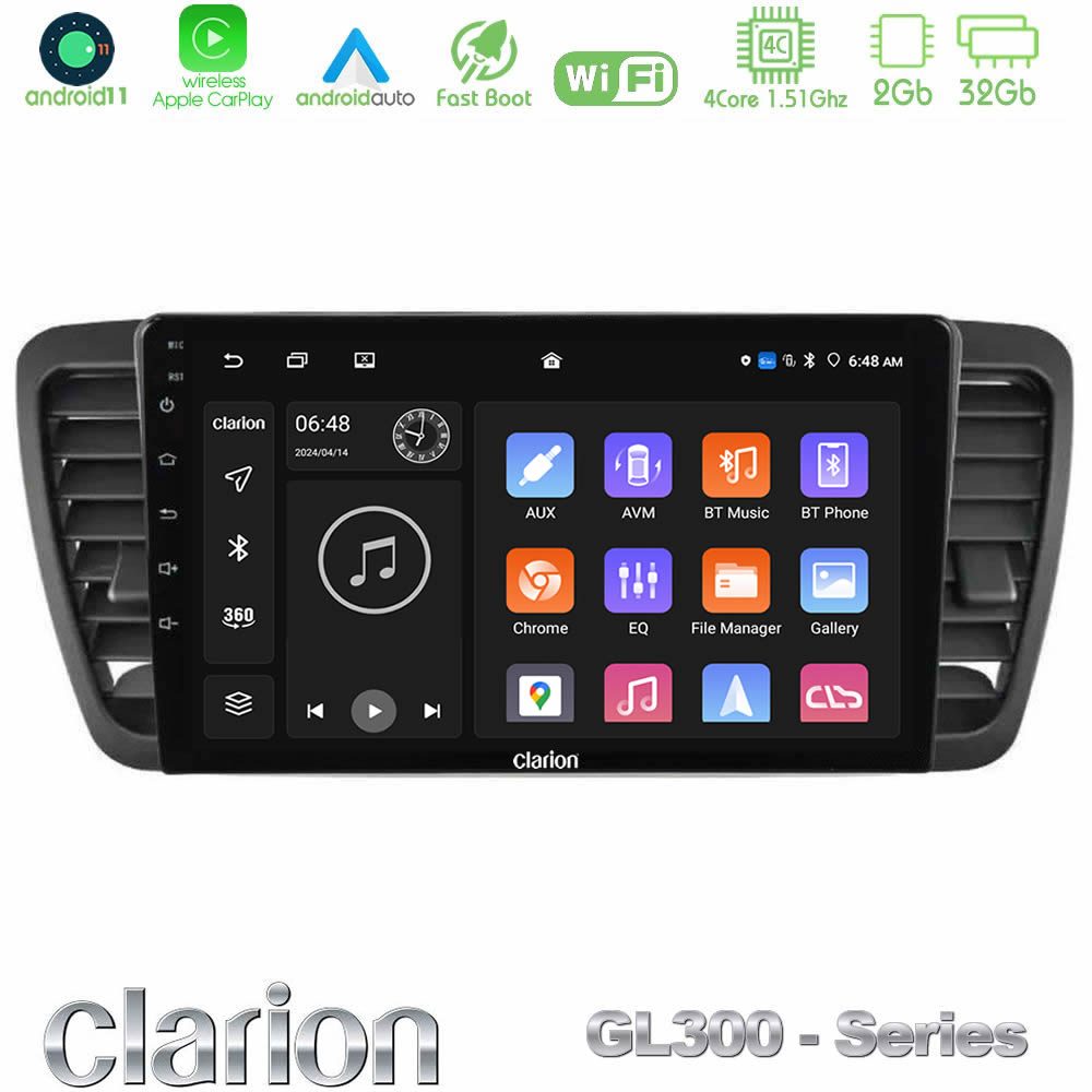 Clarion GL300 Series 4Core Android11 2+32GB Subaru Legacy/Outback 2002-2008 Navigation Multimedia Tablet 9" Με Carplay & Android Auto