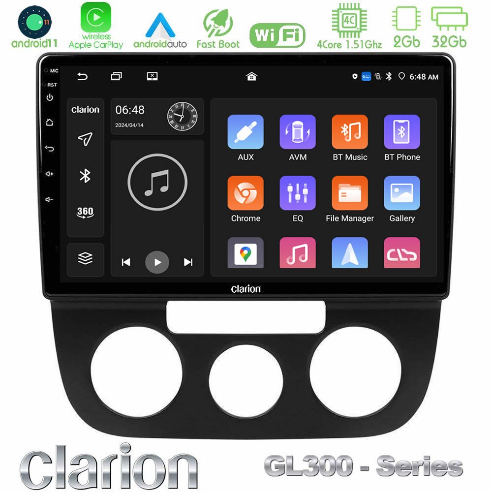 Clarion GL300 Series 4Core Android11 2+32GB VW Jetta Navigation Multimedia Tablet 10" Με Carplay & Android Auto