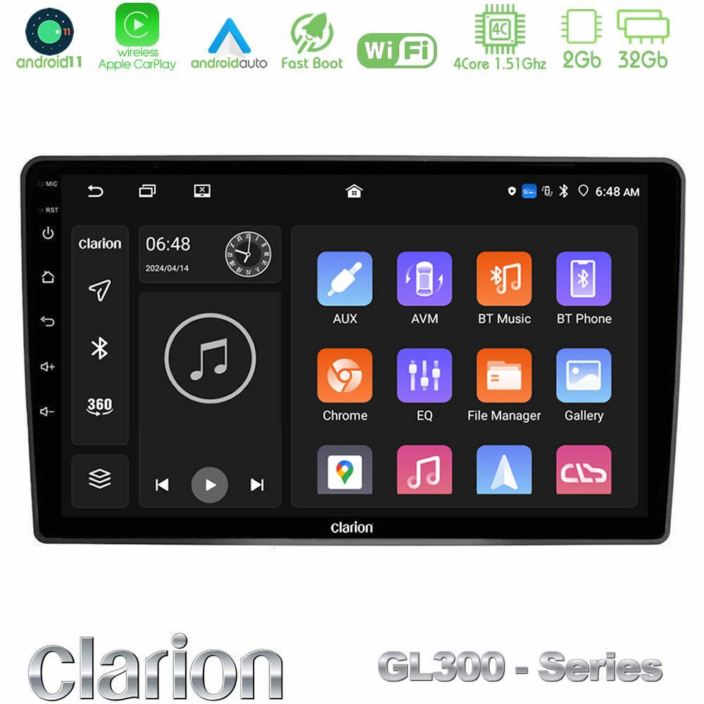 Clarion GL300 Series 4Core Android11 2+32GB VW Passat Navigation Multimedia Tablet 9" Με Carplay & Android Auto
