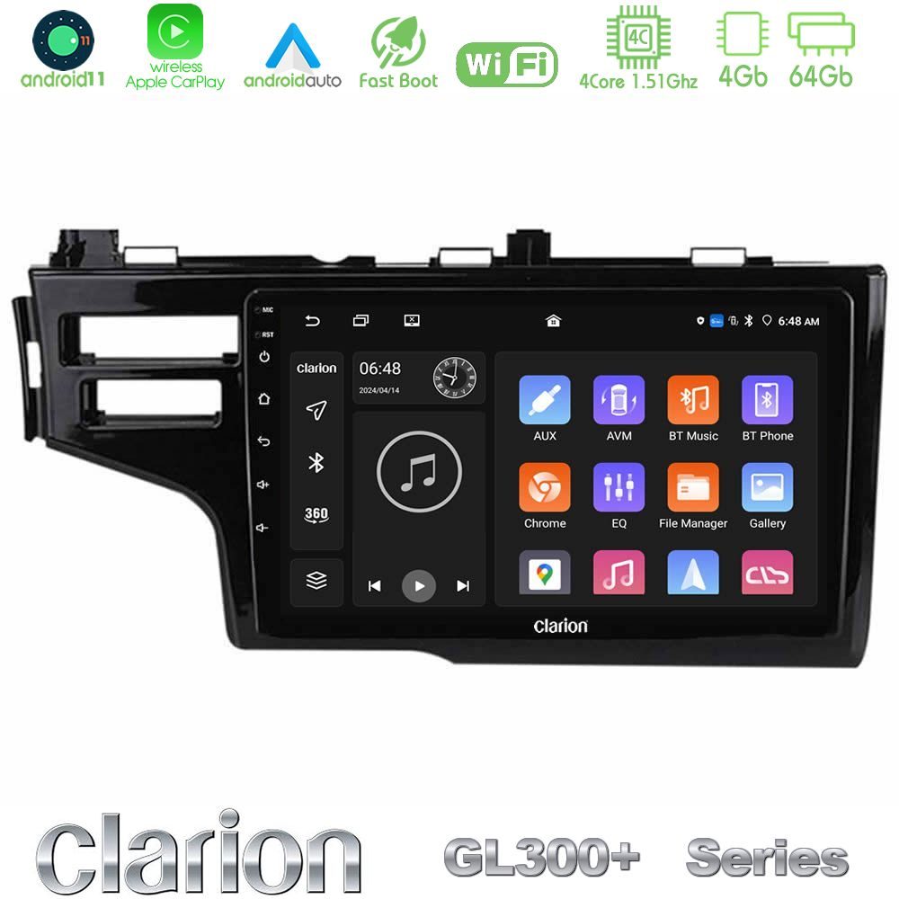 Clarion GL300+ Series 4Core Android11 4+64GB  Honda Jazz 2013-2020 Navigation Multimedia Tablet 9"