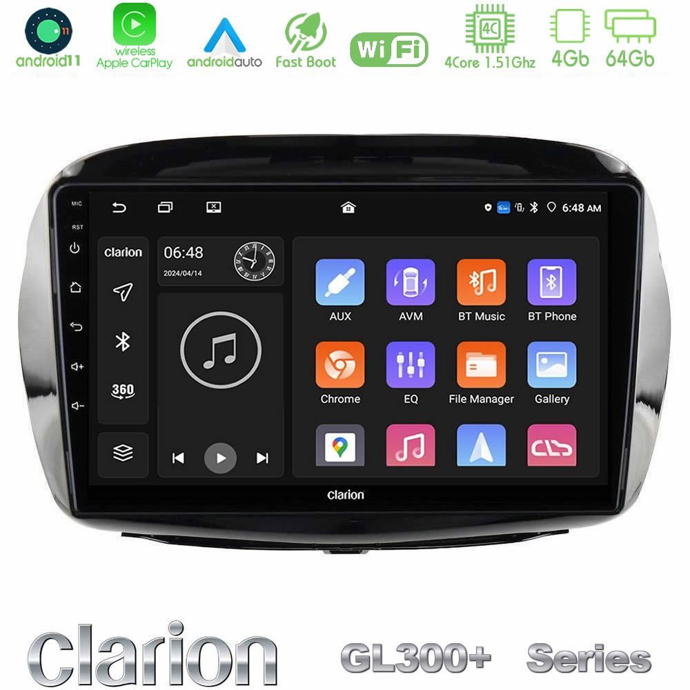 Clarion GL300+ Series 4Core Android11 4+64GB Honda FR-V 2004-2009 Navigation Multimedia Tablet 10"
