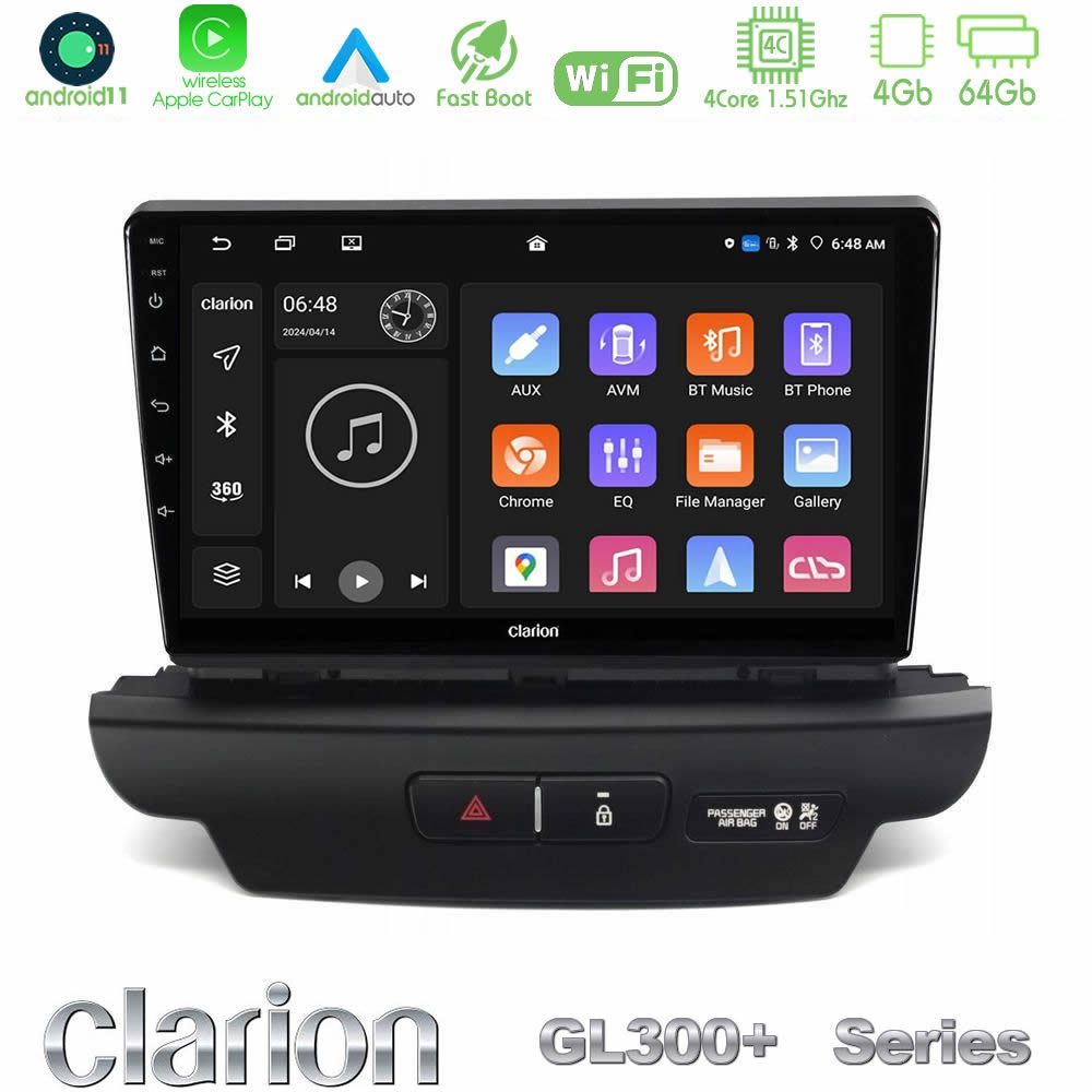 Clarion GL300+ Series 4Core Android11 4+64GB  Kia Ceed 2018-2023 Navigation Multimedia Tablet 9"   (Low Version)