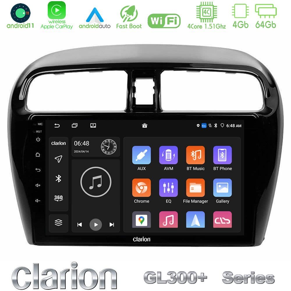 Clarion GL300+ Series 4Core Android11 4+64GB  Mitsubishi Space Star 2013-2016 Navigation Multimedia Tablet 9"