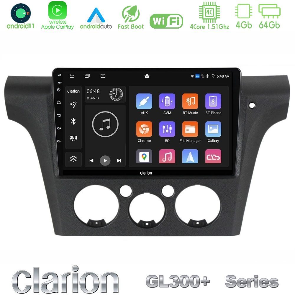 Clarion GL300+ Series 4Core Android11 4+64GB Mitsubishi Outlander 2002 – 2007 Navigation Multimedia Tablet 9"