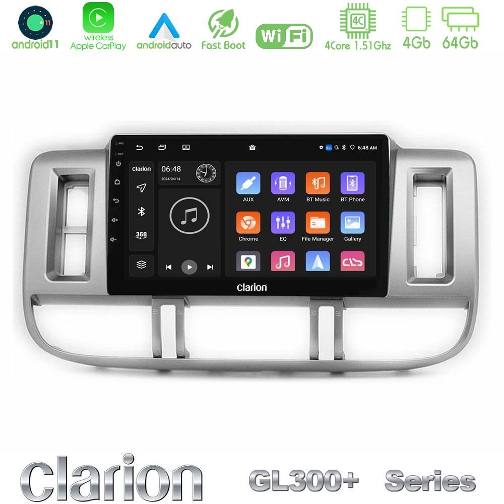 Clarion GL300+ Series 4Core Android11 4+64GB  Nissan X-Trail (T30) 2000-2003 Navigation Multimedia Tablet 9"