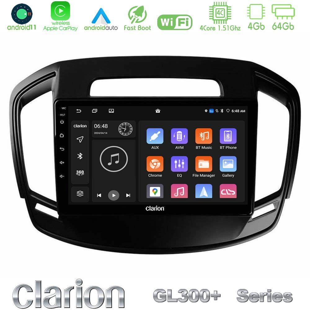 Clarion GL300+ Series 4Core Android11 4+64GB  Opel Insignia 2014-2017 Navigation Multimedia Tablet 9"