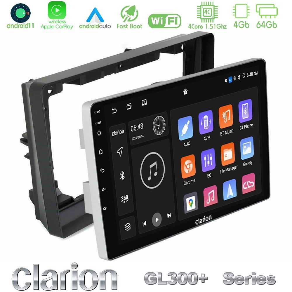 Clarion GL300+ Series 4Core Android11 4+64GB  Peugeot 308 2013-2020 Navigation Multimedia Tablet 9"