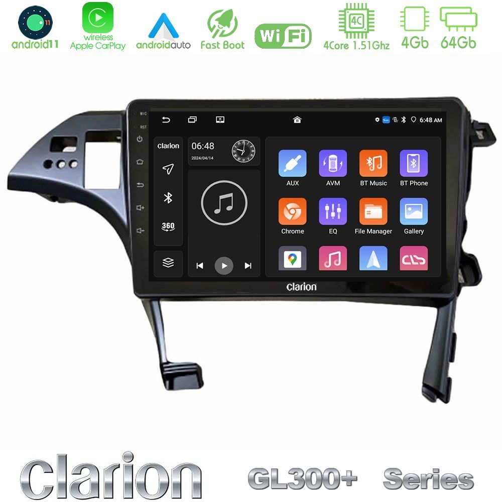 Clarion GL300+ Series 4Core Android11 4+64GB  Toyota Prius 2010-2015 Navigation Multimedia Tablet 10"