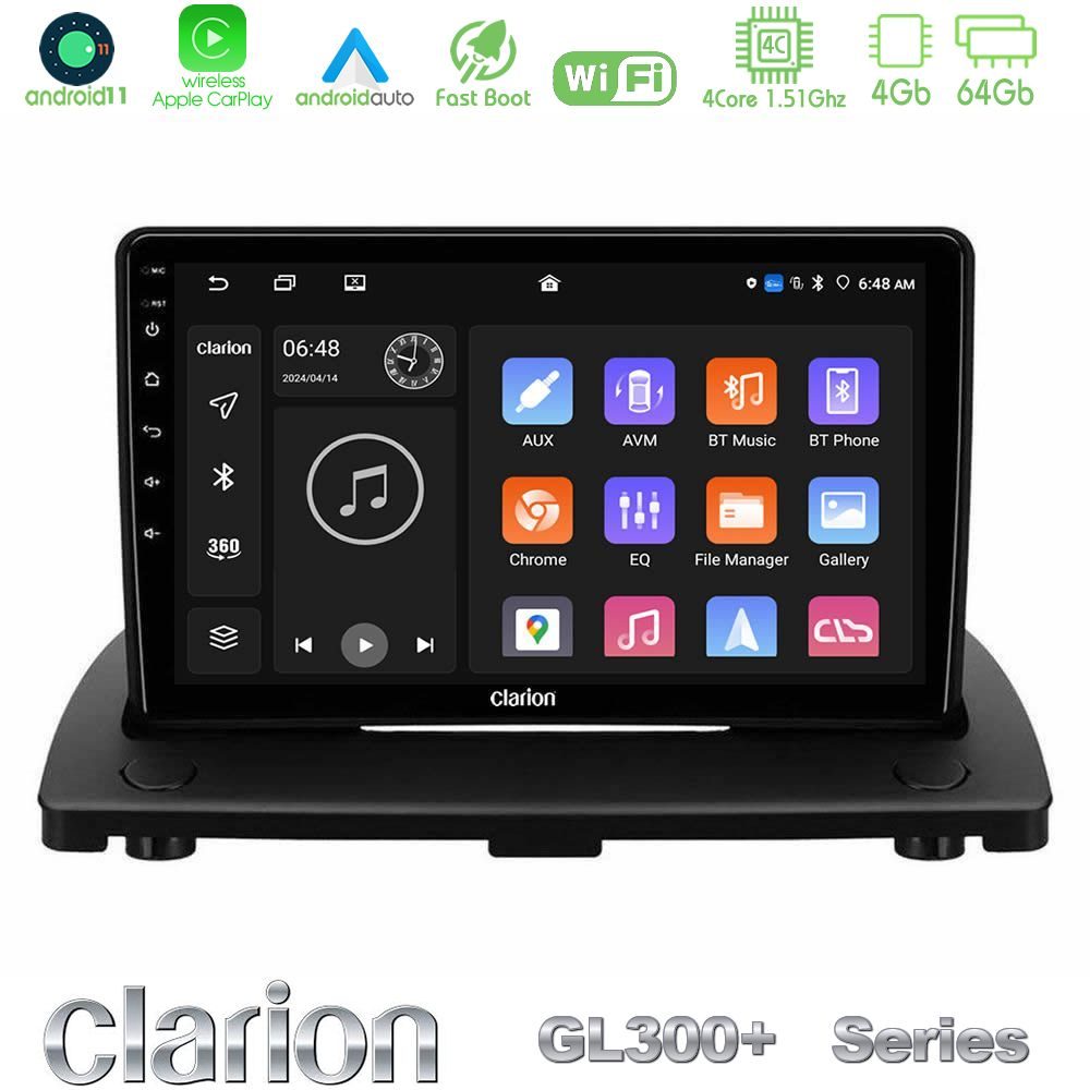 Clarion GL300+ Series 4Core Android11 4+64GB  Volvo XC90 2006-2014 Navigation Multimedia Tablet 9"