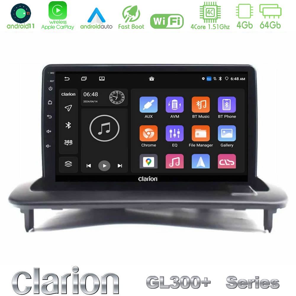 Clarion GL300+ Series 4Core Android11 4+64GB Volvo S40/C30/C70 Navigation Multimedia Tablet 9"