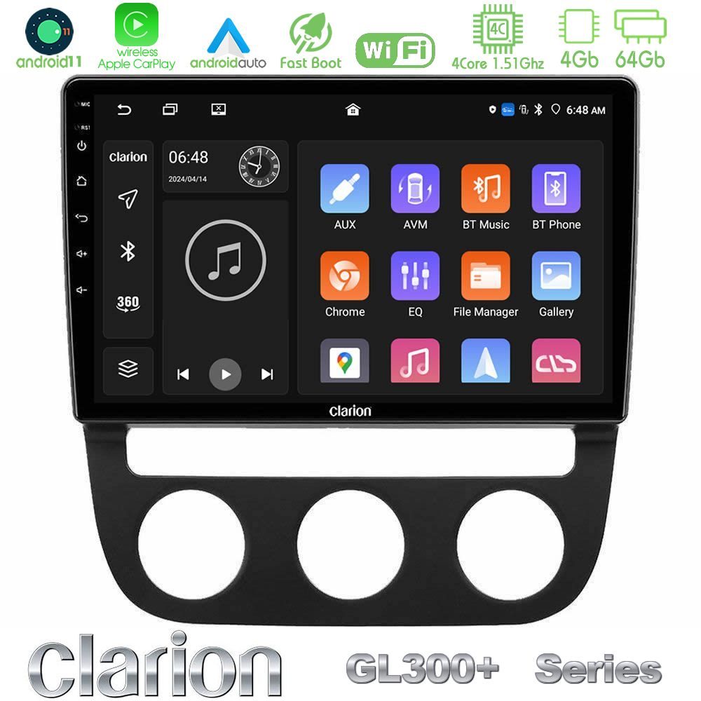 Clarion GL300+ Series 4Core Android11 4+64GB  VW Jetta Navigation Multimedia Tablet 10"