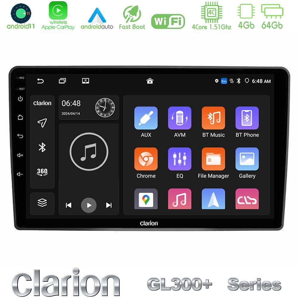 Clarion GL300+ Series 4Core Android11 4+64GB VW Passat Navigation Multimedia Tablet 9"