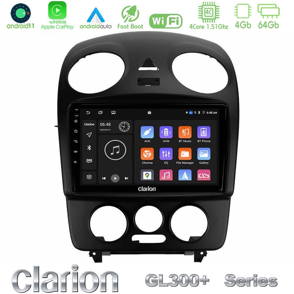 Clarion GL300+ Series 4Core Android11 4+64GB VW Beetle Navigation Multimedia Tablet 9"