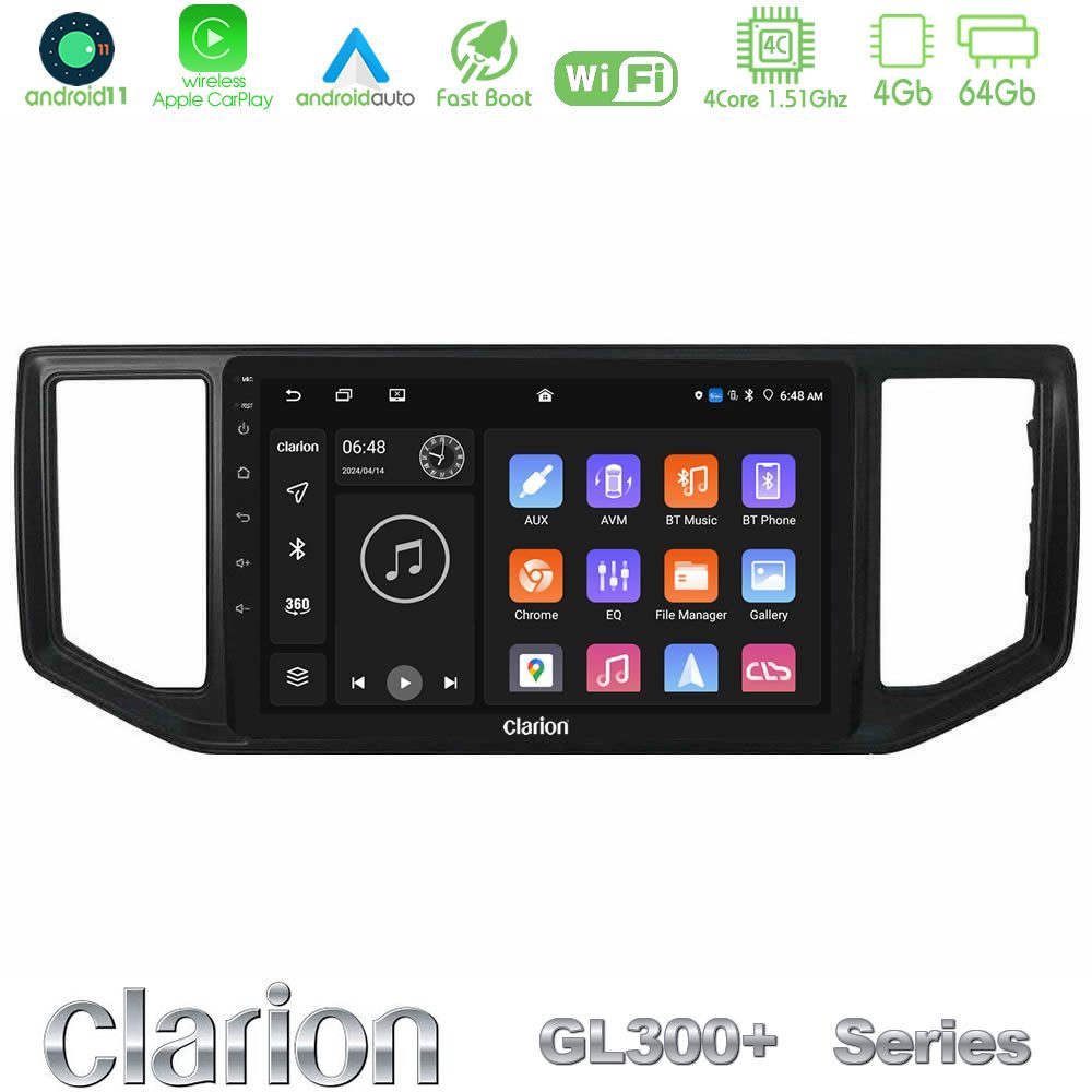 Clarion GL300+ Series 4Core Android11 4+64GB VW Amarok 2017-2022 Navigation Multimedia Tablet 9"