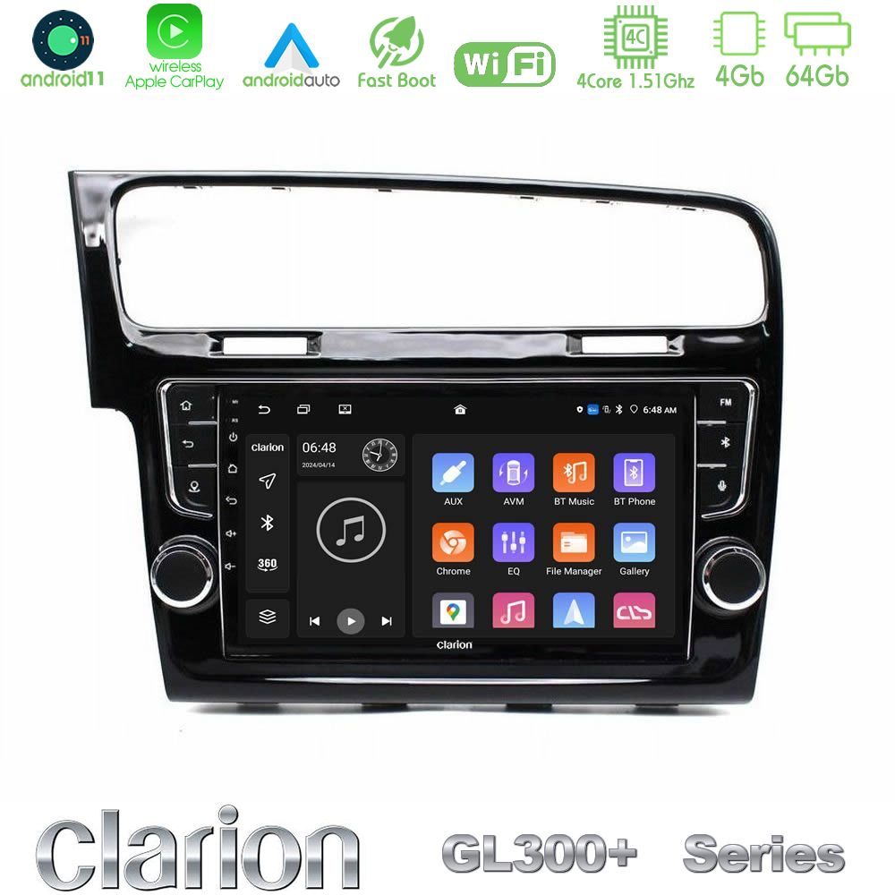 Clarion GL300+ Series 4Core Android11 4+64GB  VW GOLF 7 Navigation Multimedia Tablet 9"   (OEM Look)