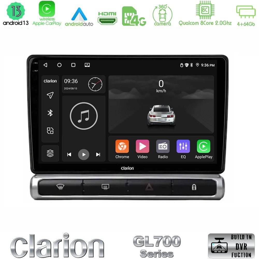 Clarion GL700 Series 8Core Android13 4+64GB Citroen C3 2016-> Navigation Multimedia Tablet 9" Με Carplay & Android Auto