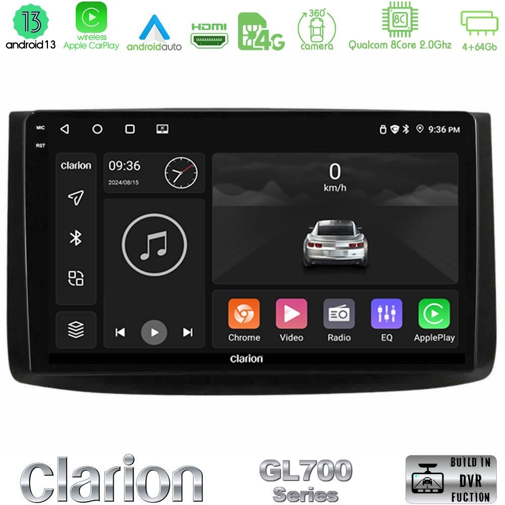 Clarion GL700 Series 8Core Android13 4+64GB Chevrolet Aveo 2006-2010 Navigation Multimedia Tablet 9" Με Carplay & Android Auto