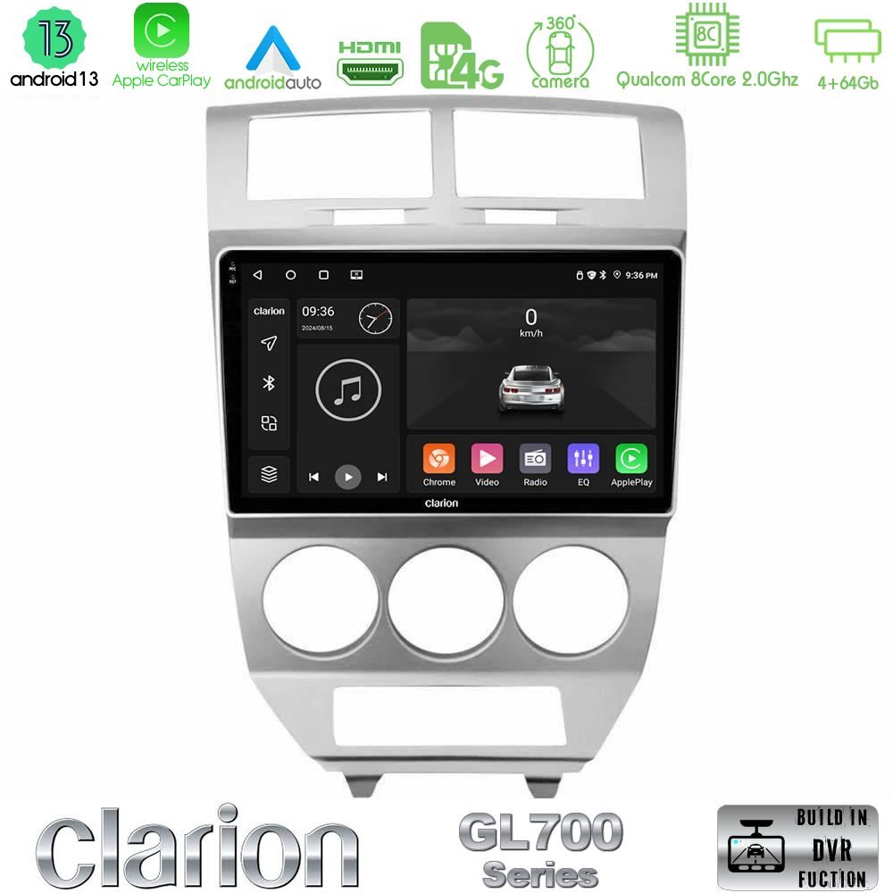 Clarion GL700 Series 8Core Android13 4+64GB Dodge Caliber 2006-2011 Navigation Multimedia Tablet 10" Με Carplay & Android Auto